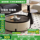 全友家居意式極簡(jiǎn)客廳家具鋼化玻璃臺(tái)面沙發(fā)邊幾大小圓形茶幾組合矮桌 帶抽矮圓幾+玻璃高圓幾