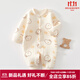 婧麒（JOYNCLEON）新生嬰兒連體衣秋冬款寶寶衣服純棉哈衣小月齡爬服外出服睡衣 米-卡通熊頭保暖連體衣 73cm  【6-9個月建議體重7.2-9kg】