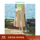 茵曼（INMAN）夏季休閑半身裙女松緊高腰寬松A字遮肉高級中長(cháng)半裙子 深卡其 S 