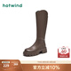 熱風（Hotwind）顯瘦長靴通勤百搭女靴復(fù)古氣質(zhì)騎士靴時尚休閑西部靴 02棕色（四季單里3802） 37 (235mm)