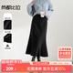 尚都比拉時(shí)尚半身裙秋冬新款氣質(zhì)通勤顯瘦設計感荷葉邊裙子女 經(jīng)典黑 M 