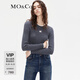 MO&Co.【美麗諾綿羊毛】假兩件拼接修身百搭針織衫內(nèi)搭外穿摩安珂moco 深花灰色-第2批 M 165