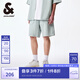杰克·瓊斯（JACK&JONES）新款男士舒適彈力字母貼布休閑牛仔短褲男裝224343001 E42 中牛仔藍 M （175)