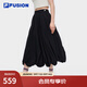FILA FUSION斐樂(lè )潮牌女士短裙2025夏季新款休閑寬松半身裙花苞裙 正黑色-BK M 165/66A/M