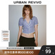 UR2025春季新款女裝撞色格紋拼接蕾絲短袖開襟襯衫UWG250100 紫色格子 S