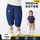 馬·拉丁（M.Latin）/童裝兒童褲子夏裝新款男女小童小熊印花口袋梭織中褲 牛仔深藍(lán) 110cm
