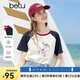 百圖betu女裝2025夏季新款T恤插肩袖撞色趣味純棉短袖上衣女2506T16 米白 M