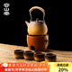 容山堂圍爐煮茶壺炭火爐碳爐戶(hù)外泡茶壺燒水壺煮茶爐烤火爐套裝 井欄提梁壺+茶杯*4+圓滿(mǎn)炭爐