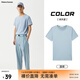 美特斯邦威短袖t恤男款夏季純白上衣休閑純色簡(jiǎn)約基礎圓領(lǐng)打底衫純棉內搭衣 淺灰藍 S (165)