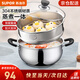 蘇泊爾（SUPOR） 湯鍋雙層復(fù)底 304不銹鋼湯鍋泡面鍋雙耳可視鍋蓋 電磁爐燃?xì)馔ㄓ?ST20H3+蒸格 20cm