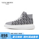 VICKI BROWN【VB男鞋】法國品牌時(shí)尚高幫板鞋潮流花紋休閑鞋舒適男靴子厚底 灰色 39 (245mm) 歐碼