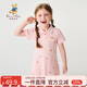 Classic Teddy精典泰迪女童連衣裙兒童短袖裙子中童裝polo裙夏A字版 粉色  140 