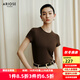 艾諾絲雅詩(shī)【商場(chǎng)同款】2025秋季新品修身百搭短袖顯瘦T恤上衣女40716159 紅棕色 M