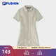 FILA FUSION斐樂(lè)潮牌女子梭織連衣裙2025夏季新款時(shí)尚修身翻領(lǐng)裙 鉛筆灰-DY S 160/80A/S