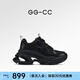 GG-CC【白鹿同款】秋季新款潮流厚底老爹鞋銀色增高休閑鞋女G24X9833 黑色 36