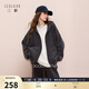 三彩2025冬季新款休閑風(fēng)外套寬松連帽拉鏈衫灰色加絨衛(wèi)衣開衫M 深邃灰 L 165/88A