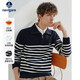 納維凱爾明星同款意大利小帆船男25款半開(kāi)領(lǐng)針織衫條紋休閑毛衣1344045502