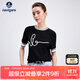 Navigare意大利小帆船女彈力針織時(shí)尚撞色圓領(lǐng)短袖T恤2324505506 黑 XL 