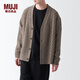 無印良品 MUJI 男式 美利奴羊毛 纜繩花紋 V領(lǐng)開衫 長袖針織衫 AA0PKA3A 米色 L (175/100A)