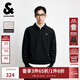 杰克·瓊斯（JACK&JONES）25年秋季新款男裝寬松肌理感翻領(lǐng)上衣運動休閑衛(wèi)衣男長袖打底衫 E40 黑色 L 180