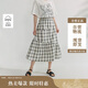 茵曼黑白格鹽縮肌理半身裙夏季女裝不規(guī)則松緊腰a字裙子 黑白格  XL