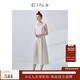 EIN【風(fēng)琴褶天使裙】EIN言絲棉長款純色無袖百褶連衣裙女秋款 象牙白 L