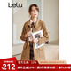 betu百圖女裝大翻領(lǐng)中長(zhǎng)款羊毛雙面呢大衣外套2110T16 咖啡色 L