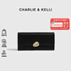CHARLIE&KELLI CK品牌包包女包2025新款簡(jiǎn)約錢(qián)包卡包長(cháng)款手拿包生日禮物送女生 黑色【京倉配送 禮盒包裝】