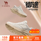 駱駝（CAMEL）運動女鞋革面防潑輕便軟底慢跑鞋子 K24C30L4616 象牙白 39