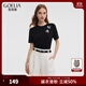 歌莉婭（GOELIA）【蝴蝶繡花】歌莉婭T恤女2025新款好看穿搭短袖上衣1E7R0B030 00B黑色 L