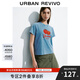 UR2025夏季新款女裝美式復古水洗印花短袖T恤UYL450077 藍色 M
