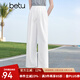 百圖betu女裝2025夏季新款休閑闊腿褲高腰松緊腰闊腿褲褲子女2505X21 白色 M
