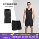 迪卡儂（DECATHLON）運動(dòng)背心肌肉男跑步速干上衣健身服透氣寬松無(wú)袖t恤RUNM 【兩件套】初階款 黑色背心+短褲 XL
