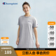 Champion冠軍連衣裙2025夏季新款簡(jiǎn)約純色刺繡純棉短袖t恤裙女士 灰色 M