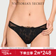 維多利亞的秘密 輕薄網(wǎng)紗貼花裝飾性感丁字褲女士?jì)妊?54A2黑曜石 11260348 1條 M
