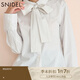 SNIDEL2025春夏新品休閑翻領(lǐng)長袖蝴蝶結(jié)系帶純棉襯衫SWFB251103 灰色 均碼
