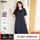 MsShe【天絲亞麻棉】大碼女裝2025夏裝胖mm寬松荷葉邊中長(cháng)連衣裙 藏青藍色現貨 2XL