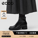 愛步（ECCO）靴子女 女鞋冬季牛皮短靴粗跟保暖女靴 雕塑222413 HL 黑色22241301001 38 （尺碼偏小，建議拍大一碼）