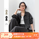梵希蔓時(shí)尚休閑翻領(lǐng)套裝女2025春季新款外套上衣高腰闊腿褲兩件套 A0169 深灰色 XL