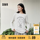 森馬（Semir）長袖T恤女秋季oversize印花蝴蝶結(jié)2025少女感套頭衫10A525101006