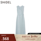 SNIDEL2025春夏新品簡(jiǎn)約毛邊圓領(lǐng)無(wú)袖后開(kāi)叉針織連衣裙SWNO251097 淺藍色 M (1)