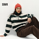 森馬（Semir）衛衣女冬半拉鏈立領(lǐng)小狗oversize條紋抓絨套頭衫疊穿101724116003