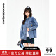 美特斯邦威牛仔外套女春秋季新款刺繡寬松開(kāi)衫時(shí)尚上衣短款夾克 牛仔中藍 M 160 84A