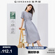 佐丹奴裙子女萊賽爾氣質(zhì)通勤風(fēng)V領(lǐng)抽繩收腰短袖連衣裙05465345