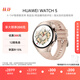 HUAWEI WATCH 5 42mm高端款爍金色904L不銹鋼表殼星云杏素皮復(fù)合表帶首創(chuàng)X-TAP智感窗eSIM華為智能手表