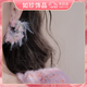 冬日花花秋冬ins彩色毛線復古森系圓圈耳環蚊香盤耳夾女 粉色耳針一對