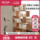 源氏木語 源氏木語實(shí)木書架落地日式置物架家用書柜簡約儲(chǔ)物柜客廳隔斷 （原木色）0.9米書架