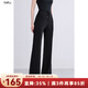 betu女裝2025秋季新款休閑微喇褲早八通勤必備喇叭褲女2508T72 黑色 M