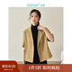 茵曼（INMAN）休閑小西裝春秋季女裝新款翻領(lǐng)雙排扣短袖外套 焦糖色 S