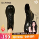 達(dá)芙妮（DAPHNE）馬丁靴女秋冬加絨短靴新款女靴粗跟顯瘦英倫風(fēng)冬款皮靴 黑色 加絨 跟高3.5cm 38 (240mm)